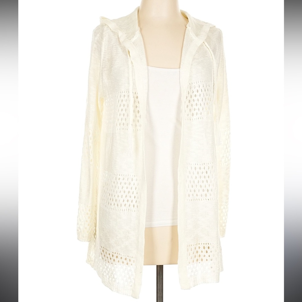 Chic Cream Women's Hooded Cardigan